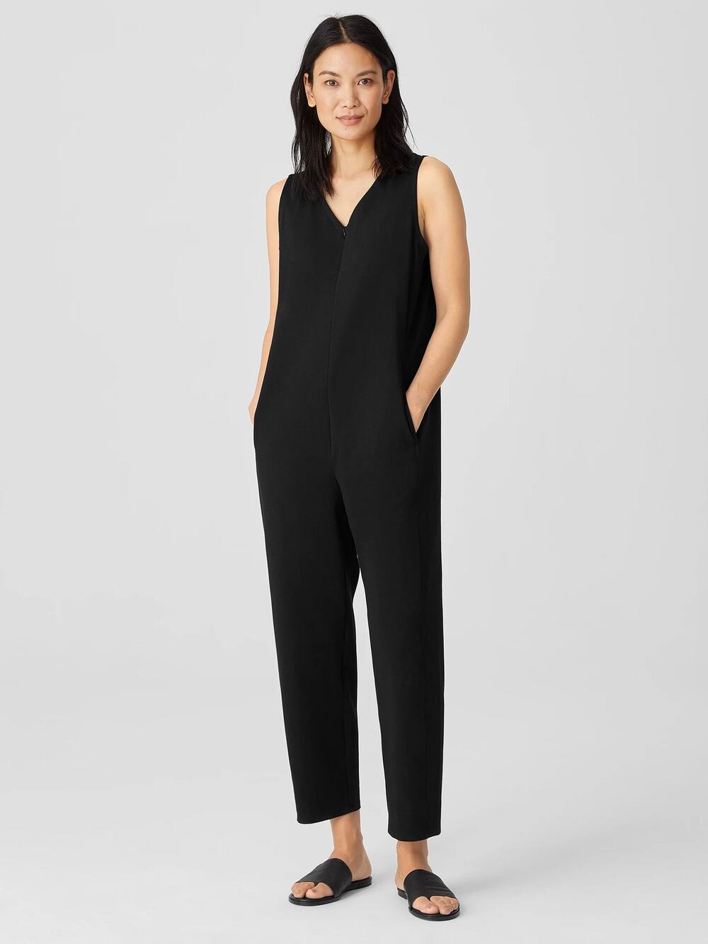 Eileen Fisher Cotton Blend Ponte Lantern Jumpsuit size XXS